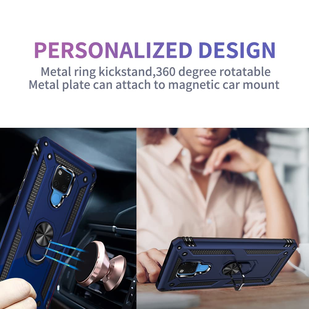 KOUYI Cover Per Huawei P Smart 2019 - Custodia Antiurdo Con Anello 360° E Supporto Magnetico - Blu (Argento) - 5