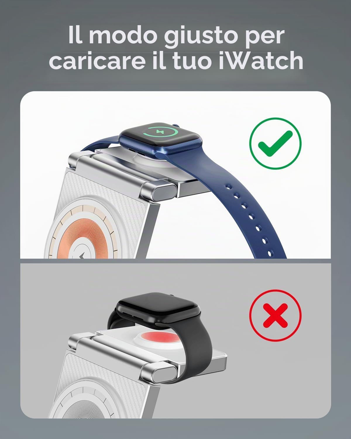 Caricatore wireless 3 in 1 pieghevole in lega di zinco[Compatibile con il caricatore Magsafe],Stazione di ricarica magnetica per iPhone serie 15/14/13/12,per AirPods,iWatch-Bianca