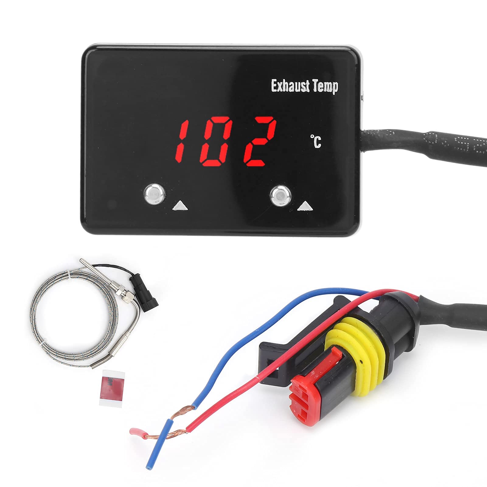 Medidor de temperatura de los gases de escape, medidor de temperatura de los gases de escape del coche, medidor EGT, pantalla digital LED roja, universal para vehículos de 12 V