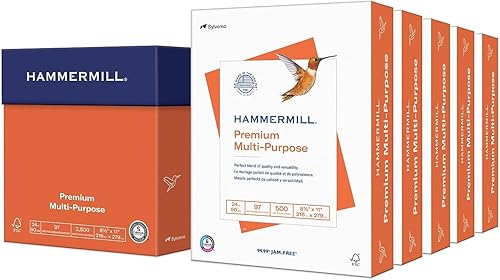 Miniatura 1 de Hammermill Premium Multi-Purpose 24lb Copy Paper 85x 11 2500 hojas Hecho en EE UU Obtenido de forma sostenible de American Family Tree Farms 97