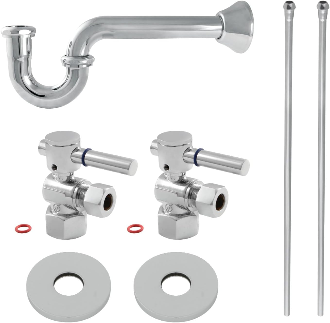 Kingston Brass KPK401 Concord Bathroom Plumbing Supply Kit, 1/2" NPT Female Inlet x 3/8" O.D. Compression Outlet, Polished Chrome