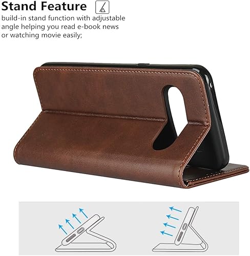 Miniatura 5 de iCoverCase Funda tipo cartera para LG V60 ThinQ 5G, cuero sintético de alta calidad, ranuras para tarjetas, soporte para tarjetas con función atril,