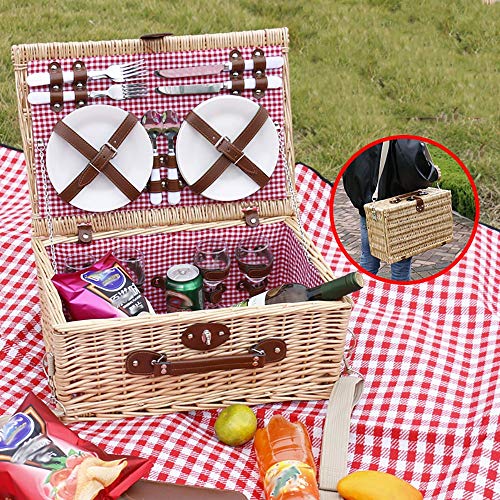 KYEEY Picnic Bag Large Wicker Picnic Basket For 4 People, Shoulder