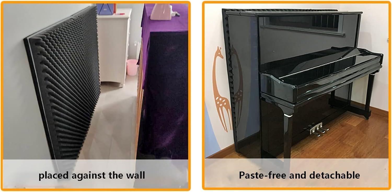 Pannelli acustici per isolamento acustico del pianoforte, spugna assorbente ad alta densità per pianoforte verticale, soluzione insonorizzante per casa e ufficio