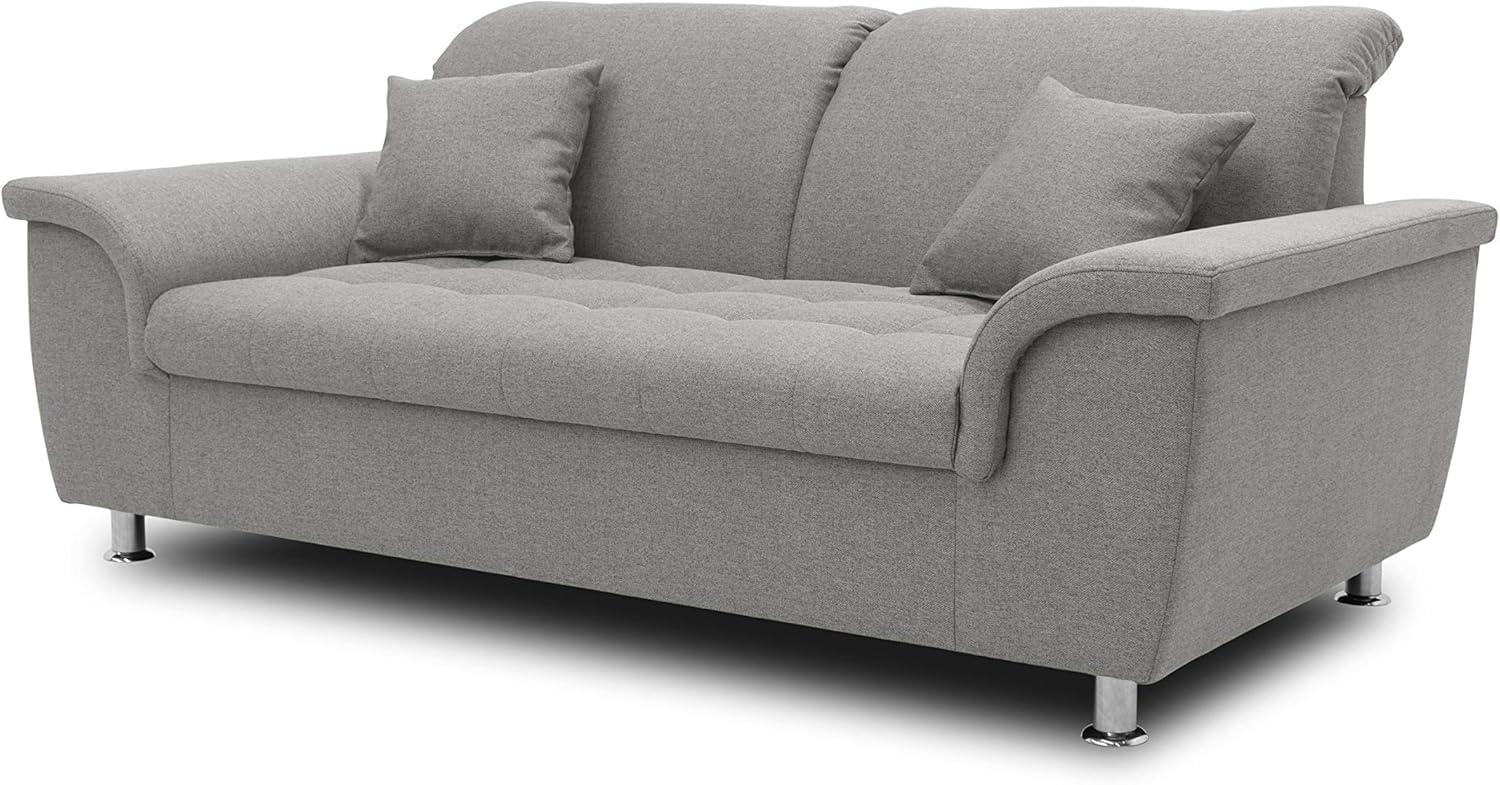 DOMO. collection Sofa Franzi, 2, 5-Sitzer Couch, 2, 5er Garnitur mit Nackenfunktion, Polstergarnitur 210 x 105 x 81 cm (BxTxH), grau