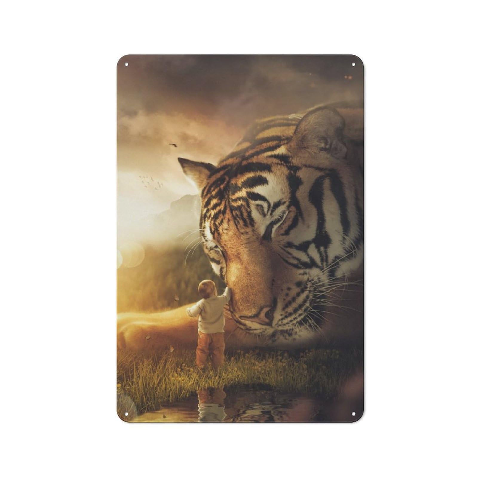 Junmoney The Huge Tiger Metal Wall Sign 30X20cm Featuring For Living Room Wall, For Decorating Living Rooms And Feature Walls