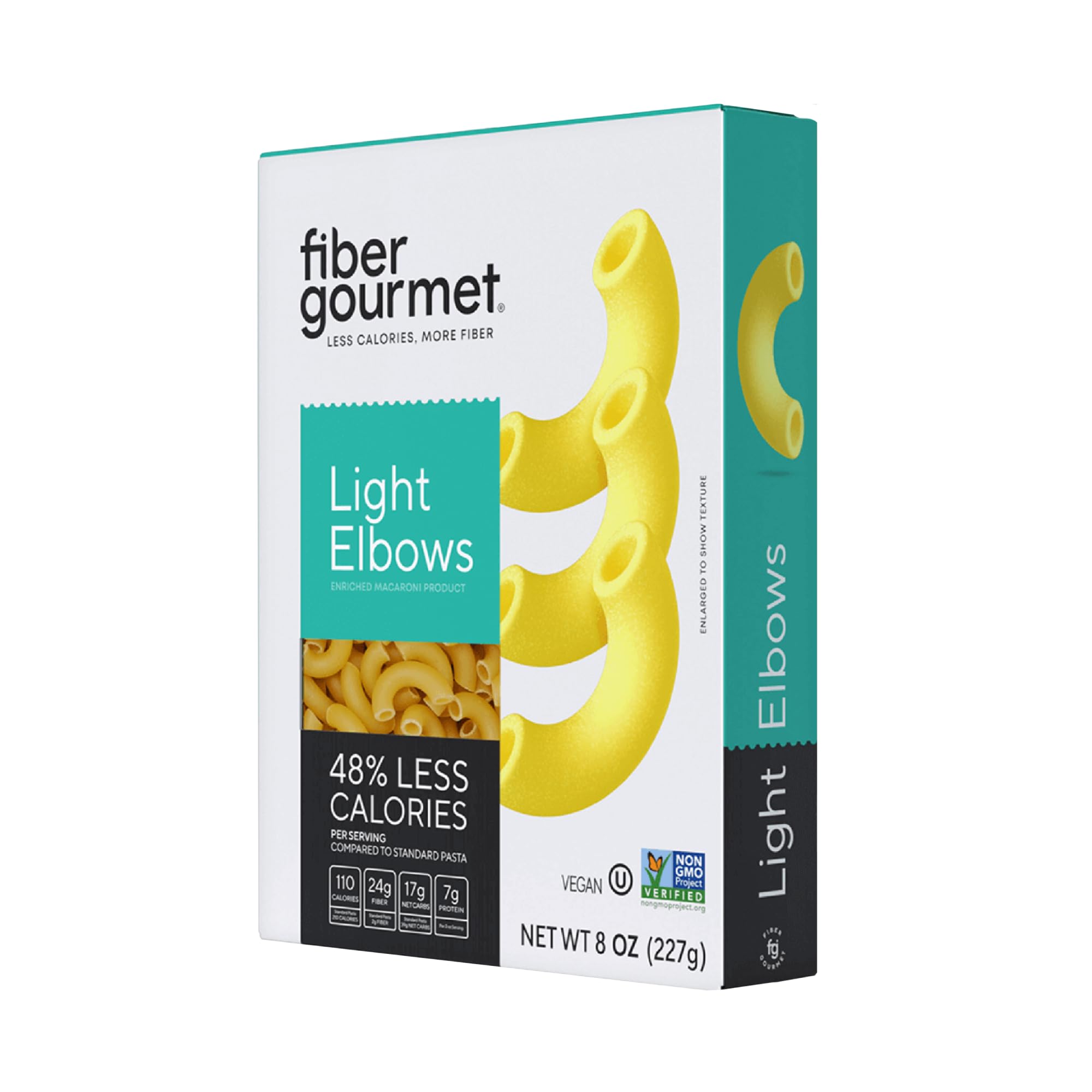 Low Net Carb Pasta Elbow Macaroni - Keto Friendly, High Fiber, Low Calorie Italian Made Noodles - Vegan, Non-GMO, Kosher - 48% Fewer Calories Than Regular - 1 Pack