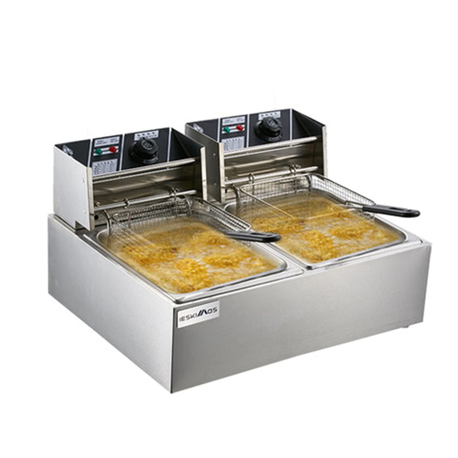 Freidoras Eléctricas Comerciales Profundas, Eléctricas con Tapas De Cesta, 6L/12L De Profundidad, Acero Inoxidable Resistente, Grasa Profunda para Restaurante, Hogar, Cocina, Cocinar Aliment