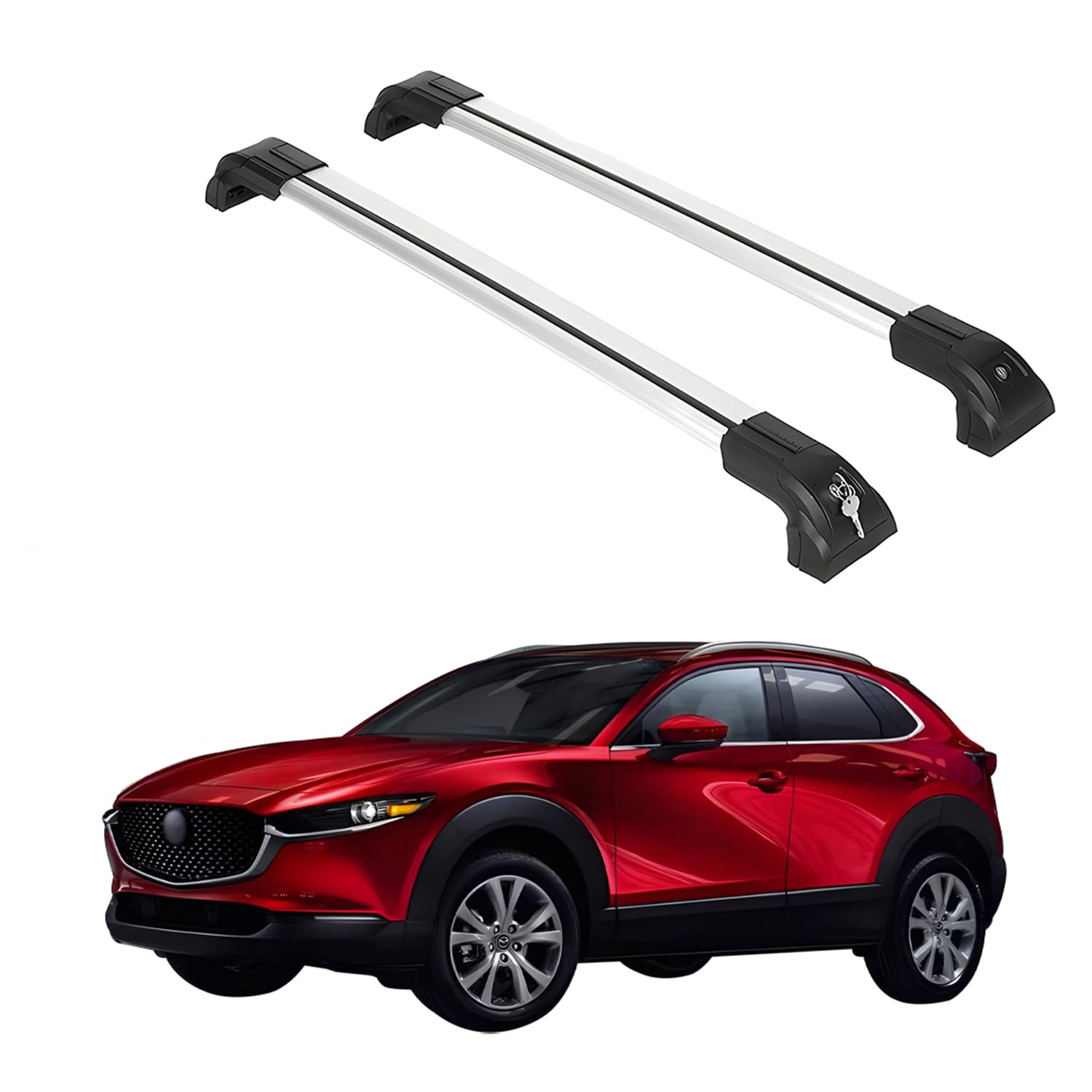 ERKUL Heavy Duty 220lb Roof Rack Cross Bars for Mazda CX-30 2020-2026 | Solid Metal Mounts | Aluminum Crossbars with Anti Theft Lock for Rooftop -