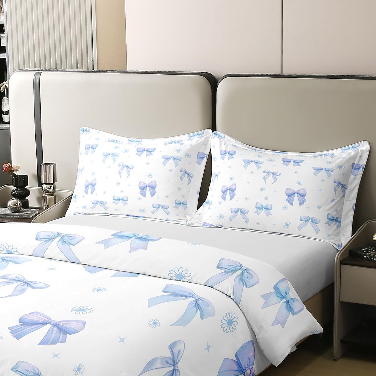 Homewish Kokarda wstążka kwiat niebieski podwójny zestaw poszewek na kołdrę kokardka bawełna pościel księżniczka poszwa na kołdrę kwiatowy stokrotka zestawy łóżek