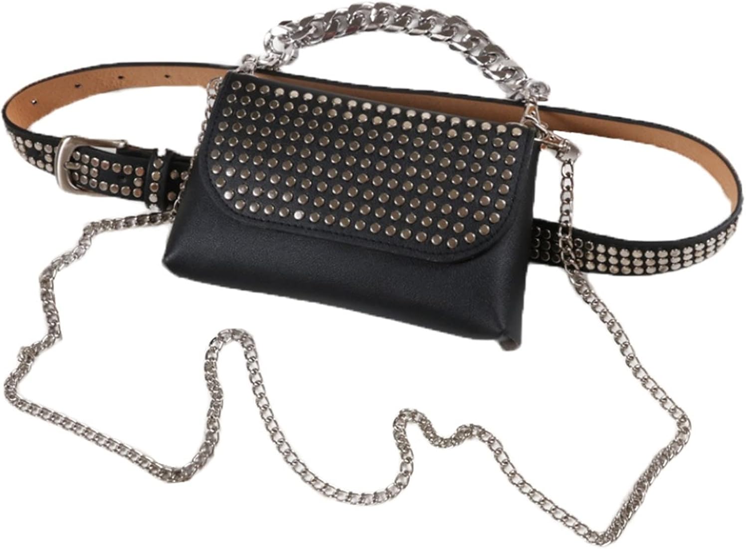 Amazon | ミニウエストパック パーソナライズされたリベット PU レザー