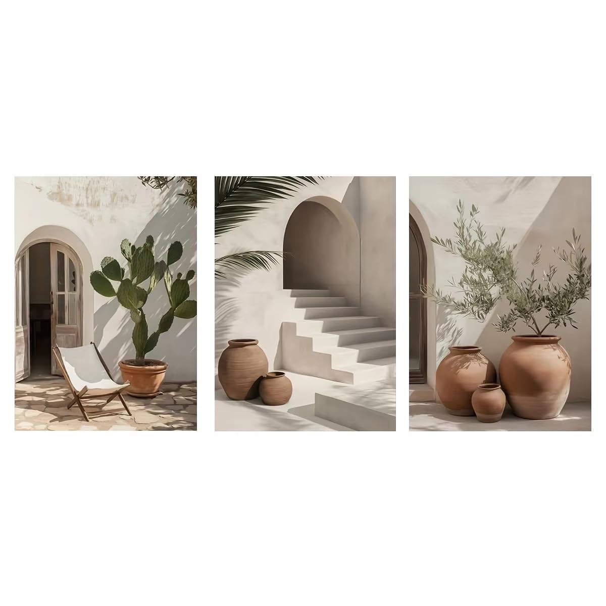 AEFOUU 3pcs Mediterranean Bohemian Potted Plants Poster Modern Photography Art Prints Arch Decor Wall Art Home Decor Picture(40x50cm/16x20in/Frameless)