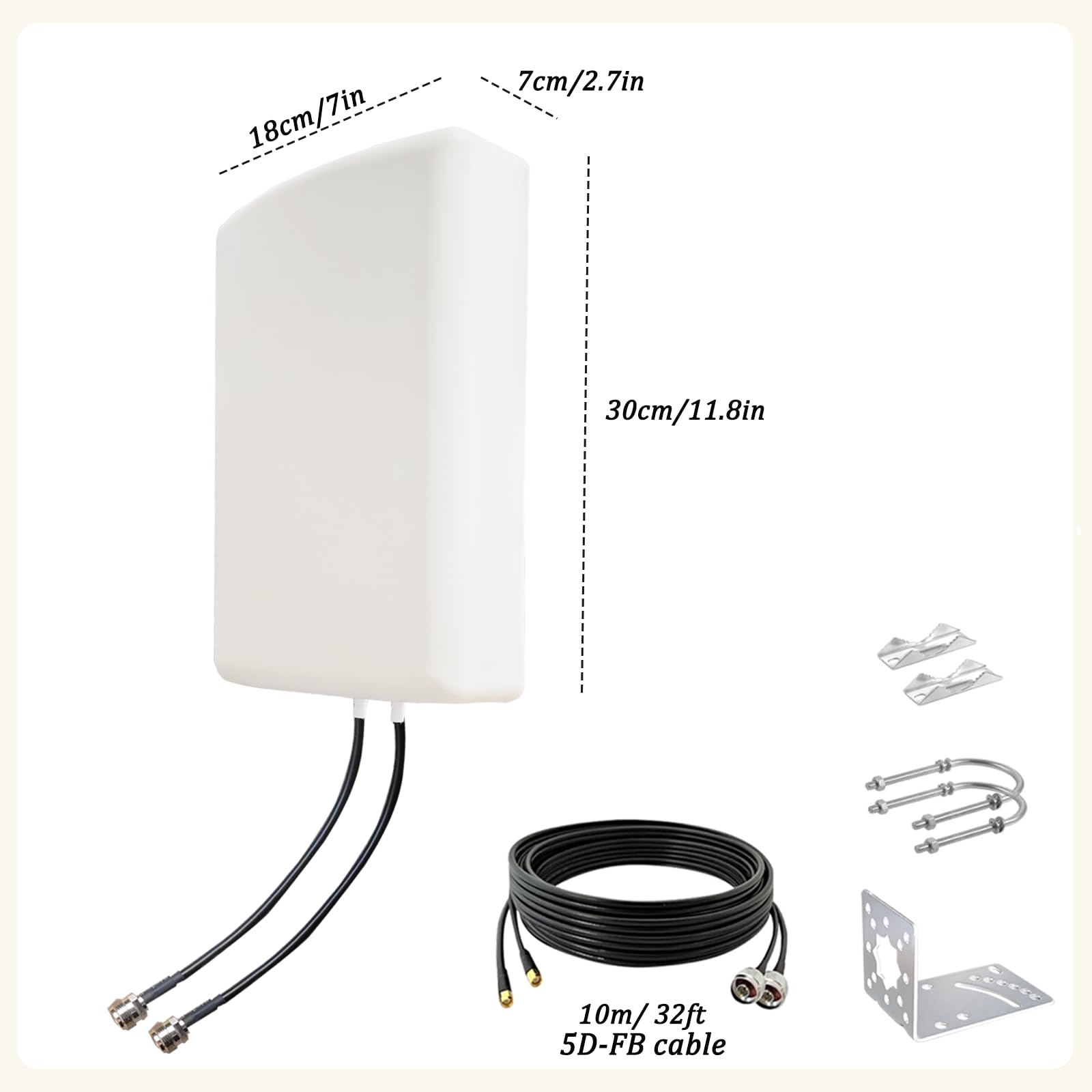 Antenne de routeur MIMO 4G LTE 2 x 2 5G pour Tmobile Verizon AT&T, antenne cellulaire extérieure SMA TS9 5G pour hotspots cellulaires/routeur, 600-6000 MHz 10dBi 10 m câble/poteau (kit)