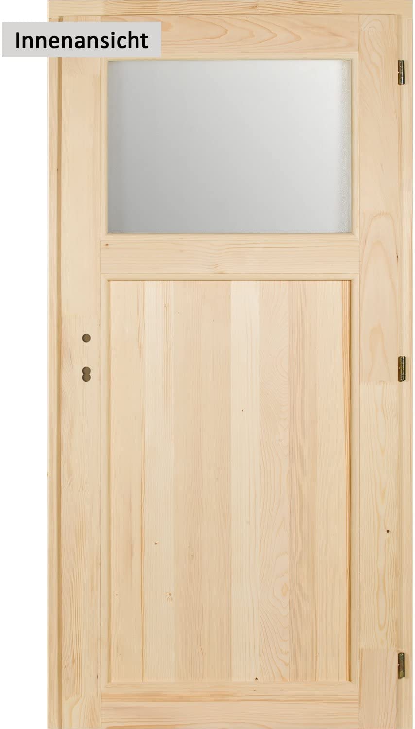 kuporta Fichte Holz Nebeneingangstür Modell Treysa Kellertür (198(H)/88(B) DIN links, mit Montage-Set)