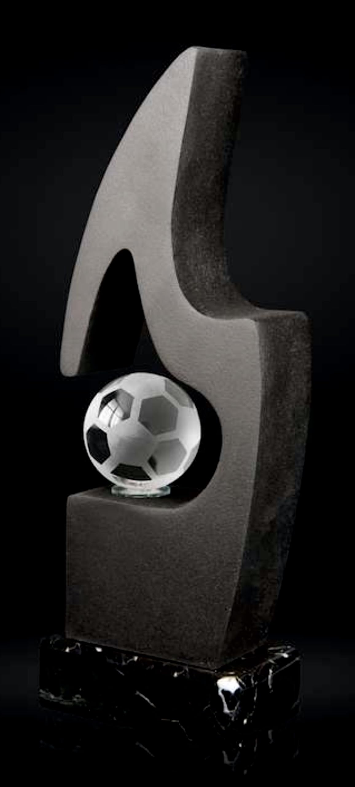 Trofeo Fútbol Dorado para Equipo Campeón, Pichichi, Mejor Jugador, Máximo Goleador... PERSONALIZADO Premio de piedra con Balón de Cristal