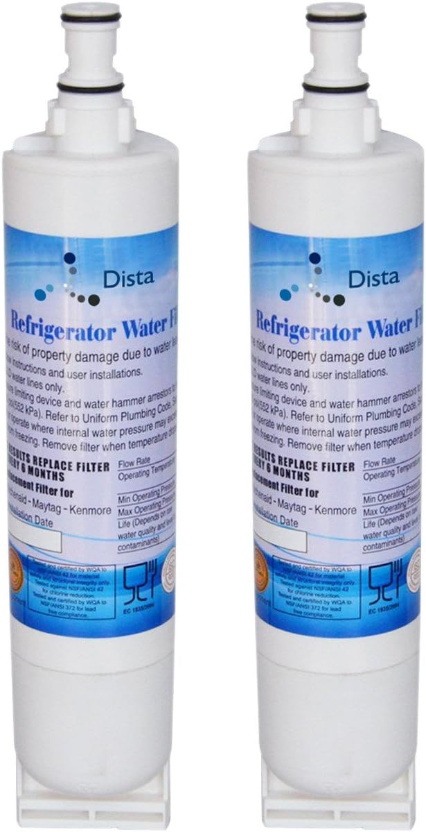 Dista - 4396508 Replacement for Whirlpool 4396510, EDR5RXD1, PNL240V, 4396508p, 4396547, 4392857,LC400V, WF-NLC240V,46-9010, Everydrop Filter 5 Refrigerator Water Filter Pack of 2