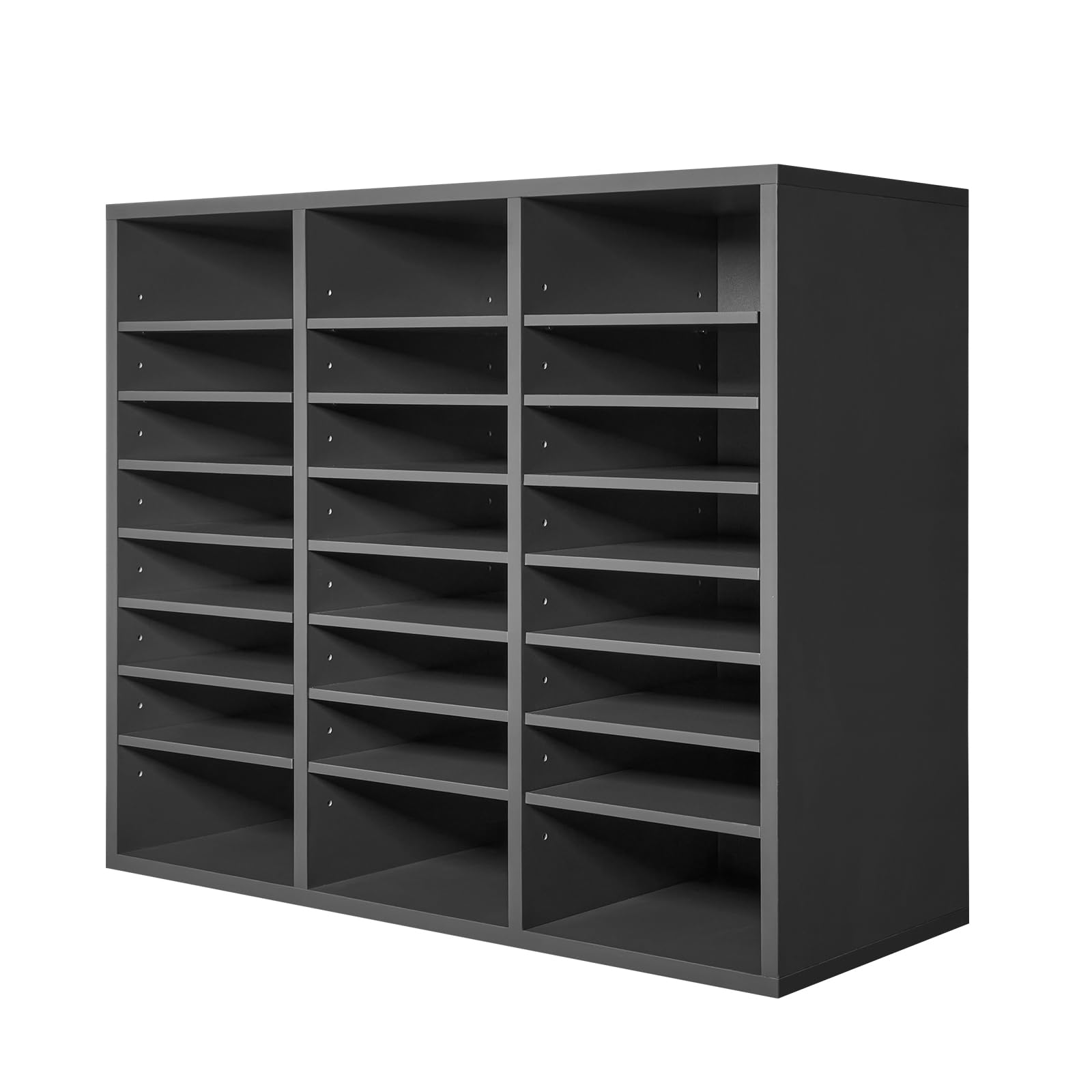 VEVOR Organizzatore per Letteratura 737 x 305 x 620 mm Vassoio Raccoglitore per Lettere Portadocumenti in Truciolare e MDF, 24 Scomparti e Ripiani Regolabili, Portaoggetti per Ufficio Aula, Grigio