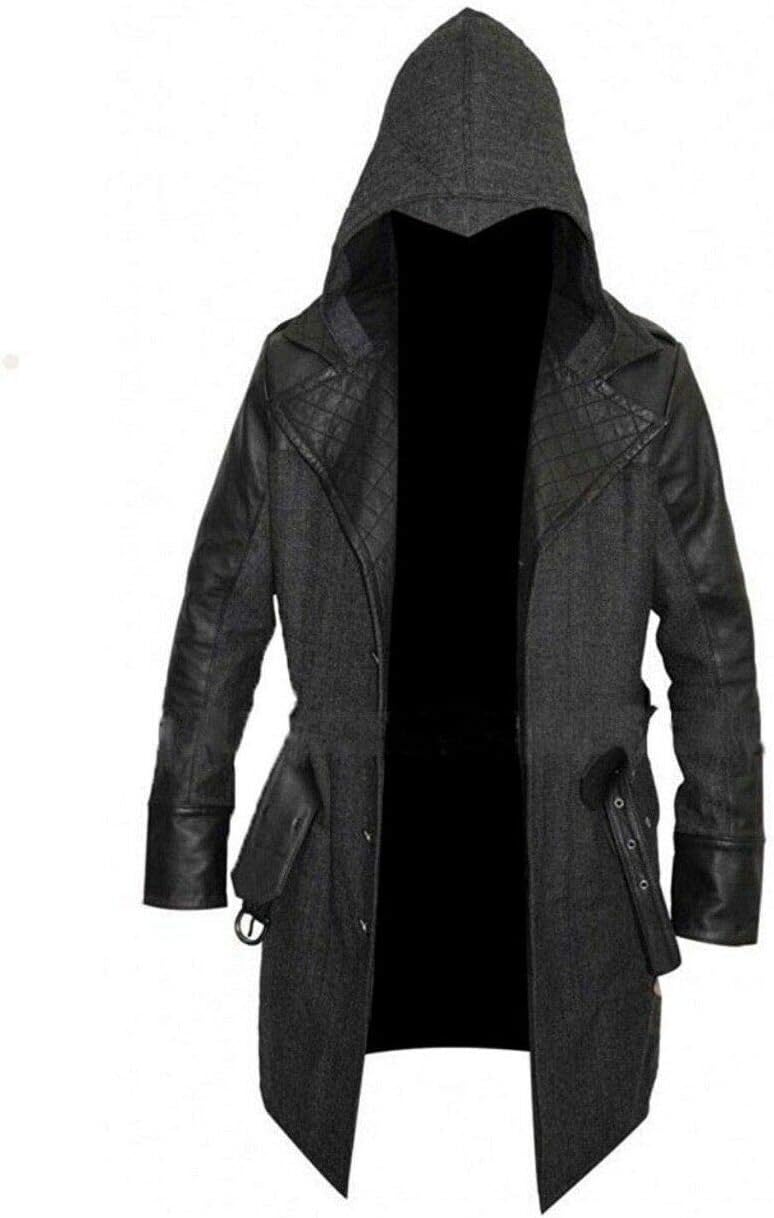 Assassin's Creed Syndicate Jacob Frye Wool & Real Leather Coat (L) Black