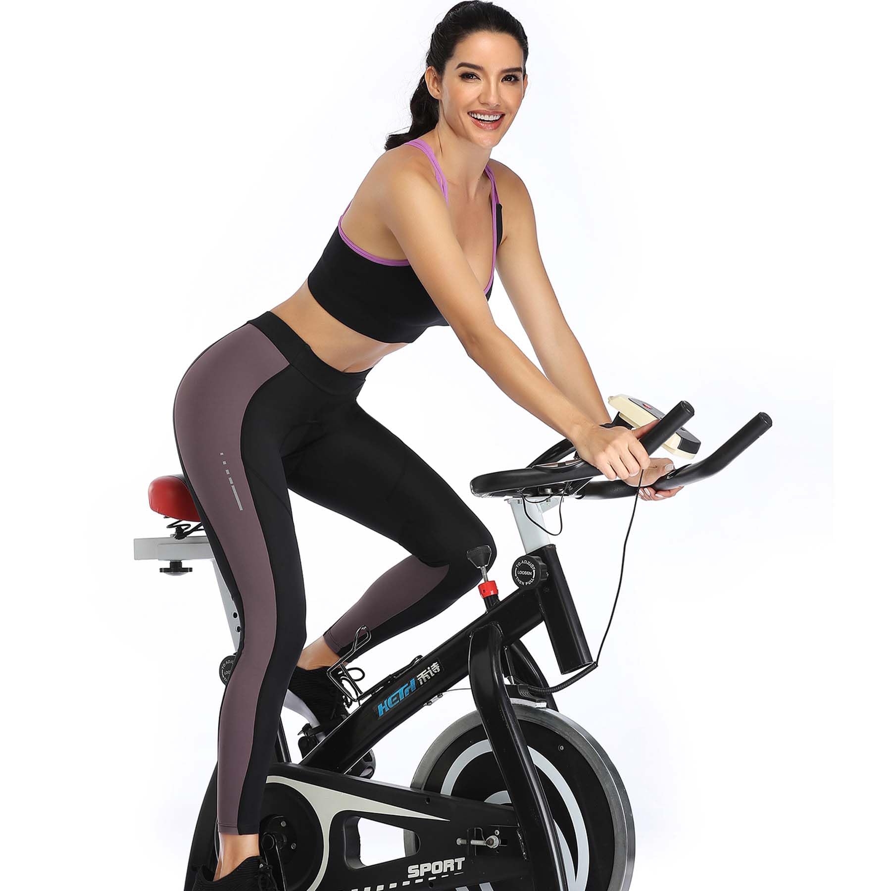 Santic Pantalon Cycliste Femme 7/8 Rembourré Leggings de Vélo Collants de Cyclisme Longues VTT Respirant