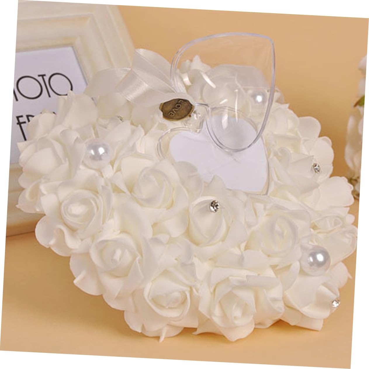 Ciieeo Cuscino A Forma Di Cuore 3 Pezzi Rotondo Bianco Decorazione Per Matrimonio Cuscino Per Cerimonia Nuziale