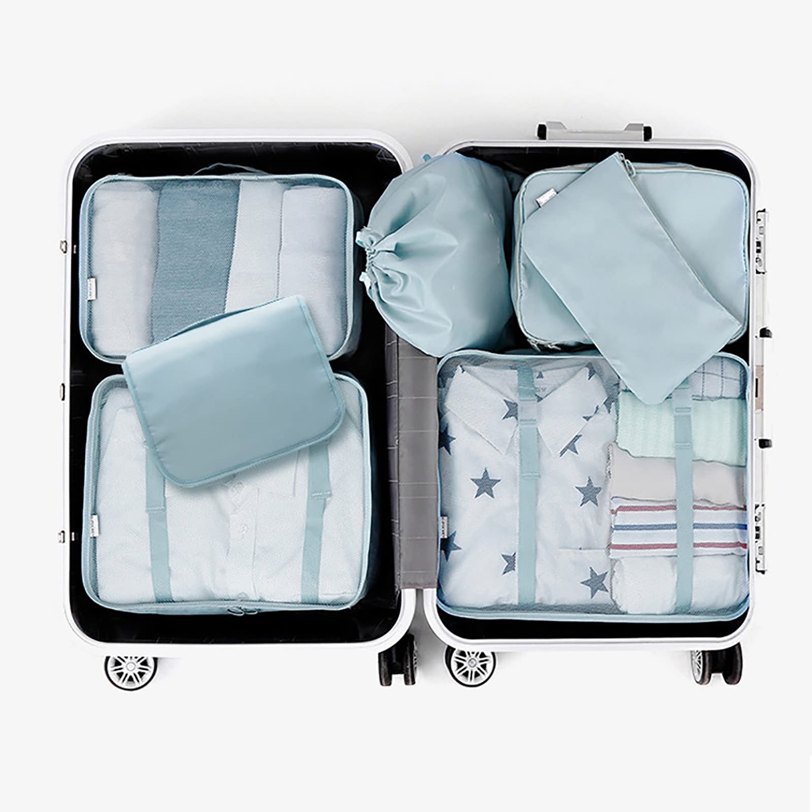 Packwürfel, 7 Stück, Dicke Reise-Organizer, Packtaschen, Reisegepäck-Pack-Organizer mit Schuhbeutel, schwarz, S