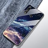 Material: Gehärtetes Glas Hpory Kompatibel mit Huawei P Smart Plus 2019 Hülle, Handyhülle Huawei P Smart Plus 2019 Foto Muster Schwarz TPU Silikon Glashülle Gehärtetes Glas Case Cover Tasche Etui Schutzhülle - Sterne Himmel