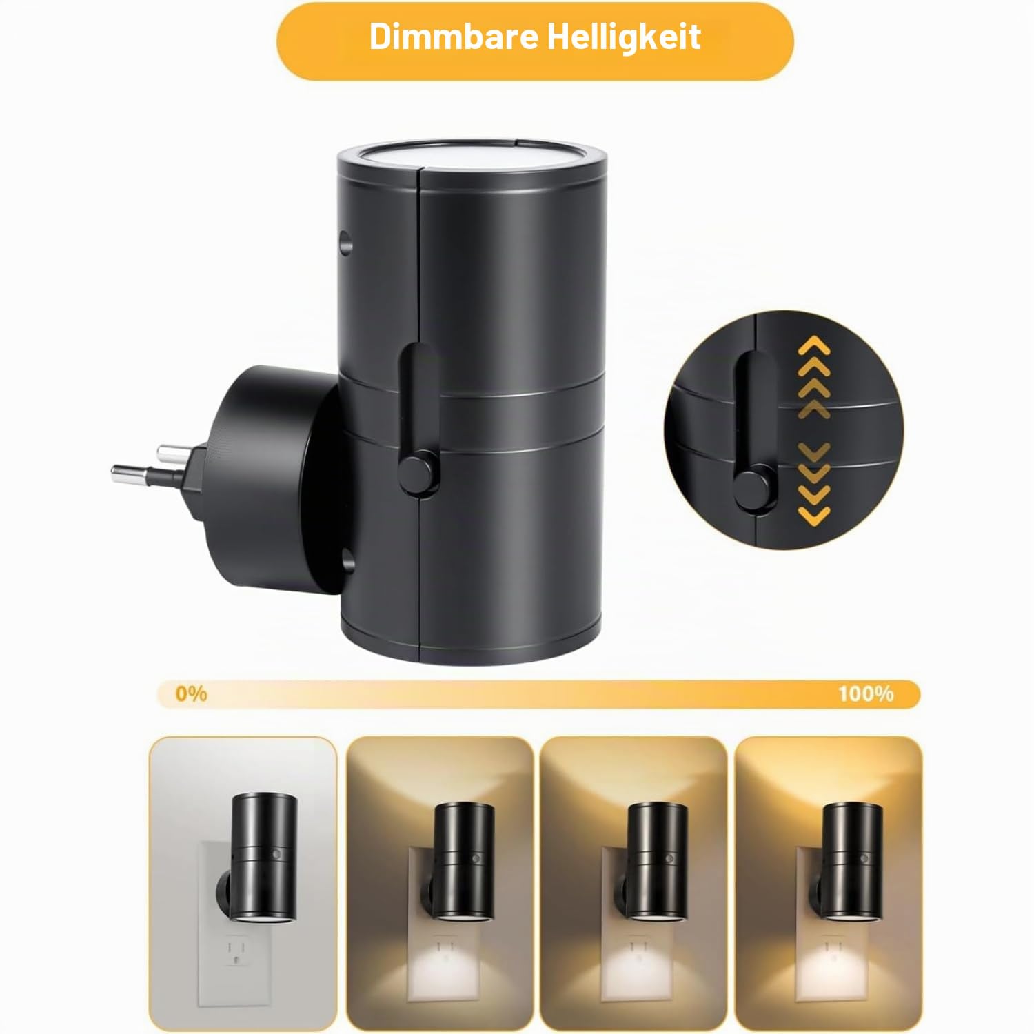 The Light Supplier PLUGIFY One Stecker Lampe– Moderne Steckerlampe mit Bewegungssensor, 3 Modi und 3000K warmweißem Licht für Badezimmer und Kinderzimmer (Weiß,2)