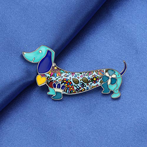 Image of Bonsny Enamel Alloy Sweet Dachshund Dog Brooches Pin Jewelry For Women Girls Novelty Gift Charms