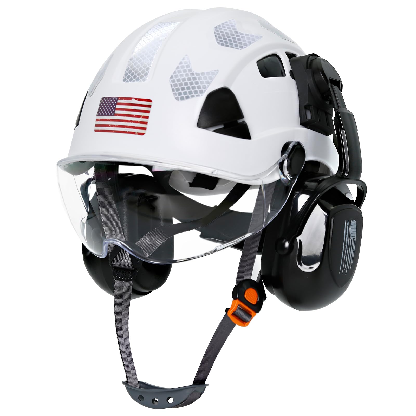 AOLAMEGS Construction Hard Hat with Visor - White Vented Hard Hats Construction OSHA Approved, ANSI Z89.1 ABS Safety Helmet,Adult Hardhats for Men Women,6 Point Suspension Hard Hat with Chin Strap