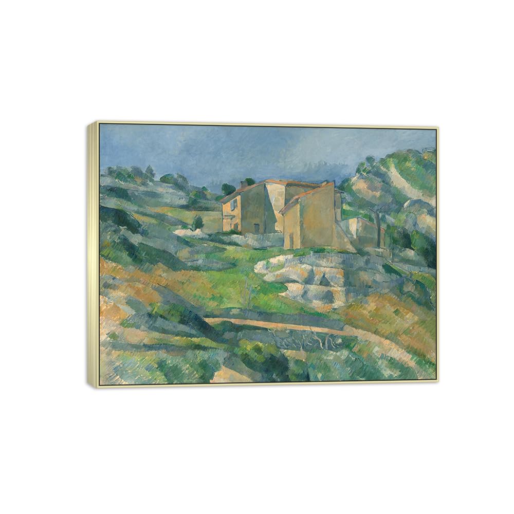 SDYSKKUG Canvas Wall Art Picture Decor Valley by Paul Cezanne 90x70cm Silver Frame