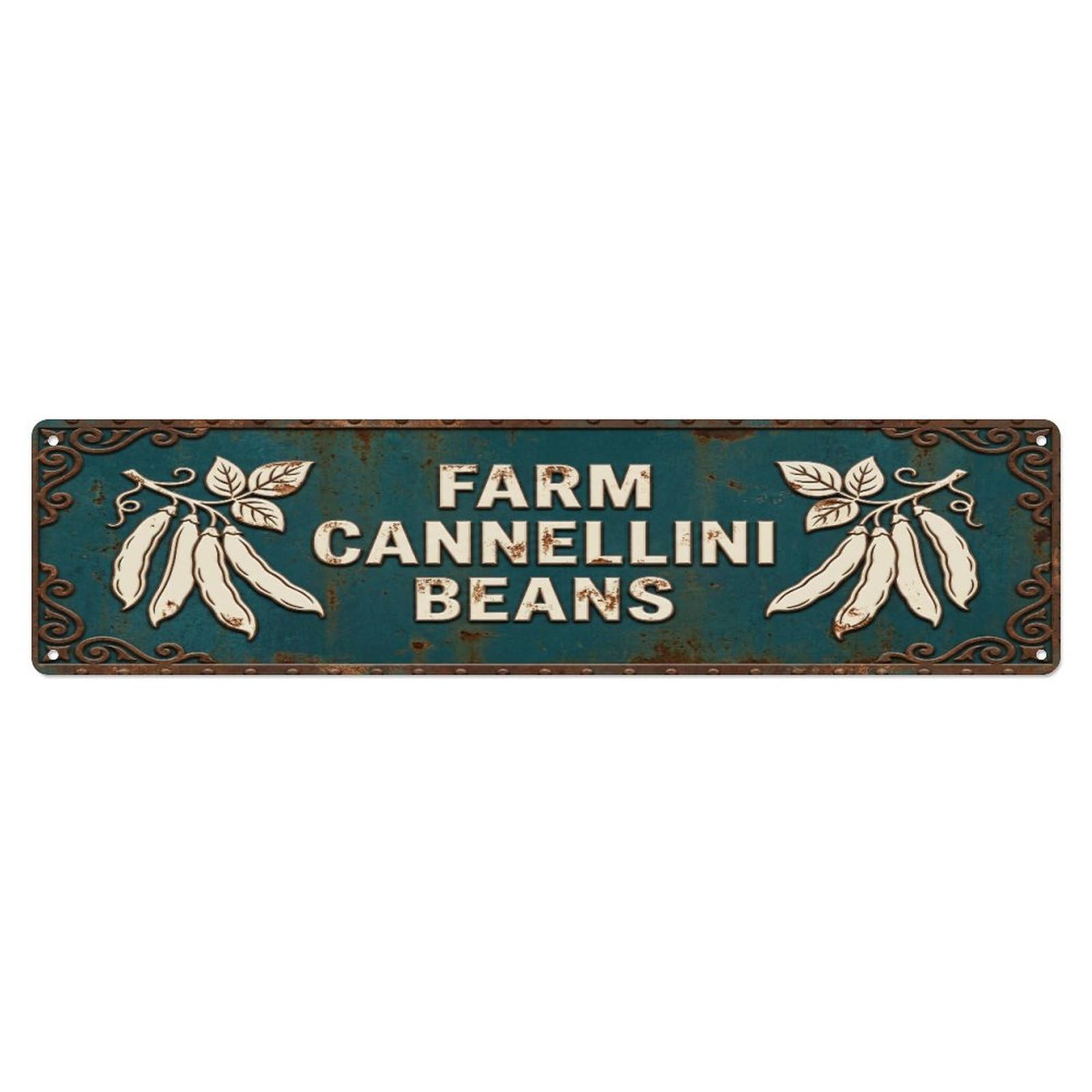 Metal Tin Sign FARM CANNELLINI BEANS Vintage Legume Rustic Farmhouse