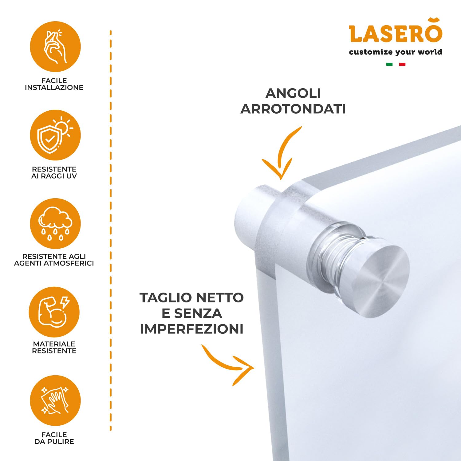 LASERO' Targa Personalizzata in Plexiglass 15x20cm- Targa Personalizzata da Esterno per Studio, Attività, Ristorazione, Hotellerie, Casa Vacanze, Cin con Logo Personalizzato
