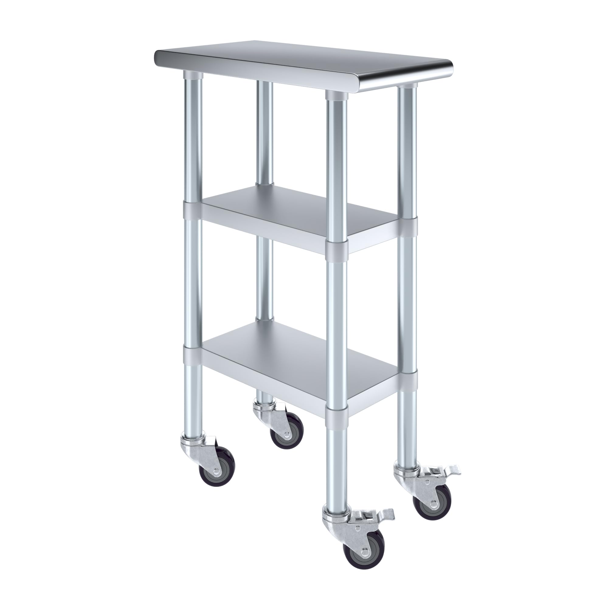 Amazon.co.jp: キャスター付き2つの棚付きステンレススチール製作業台