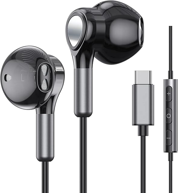 USB C Headphones for Samsung Galaxy S22 Ultra S21 FE S20 A53 USB C Earphones with Microphone In-Ear Headphones Wired Earbuds USB Type C Earphones for iPad Pro 2021/2020 iPad Air 5/4/Mini 6, Pixel 3 2