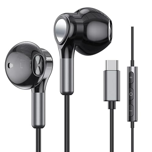 USB C Headphones for Samsung Galaxy S26 S25 S24 S23 S22 S21 S20 A56 A17 A16 Wired USB C Earbuds with Mic Volume Control Earphones USB Type C Headphones for iPhone 17 16 15 Pro Max Plus iPad 10 Pixel