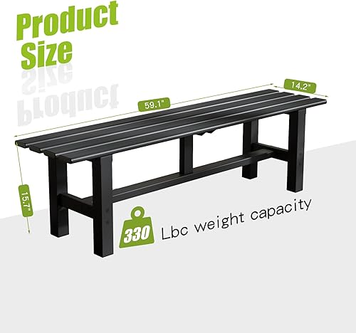 Miniatura 9 de TECSPACE Banco de aluminio para exteriores 697 x 1772 x 1654 pulgadas banco de patio negro ligero de alto rodamiento de carga banco de aluminio con