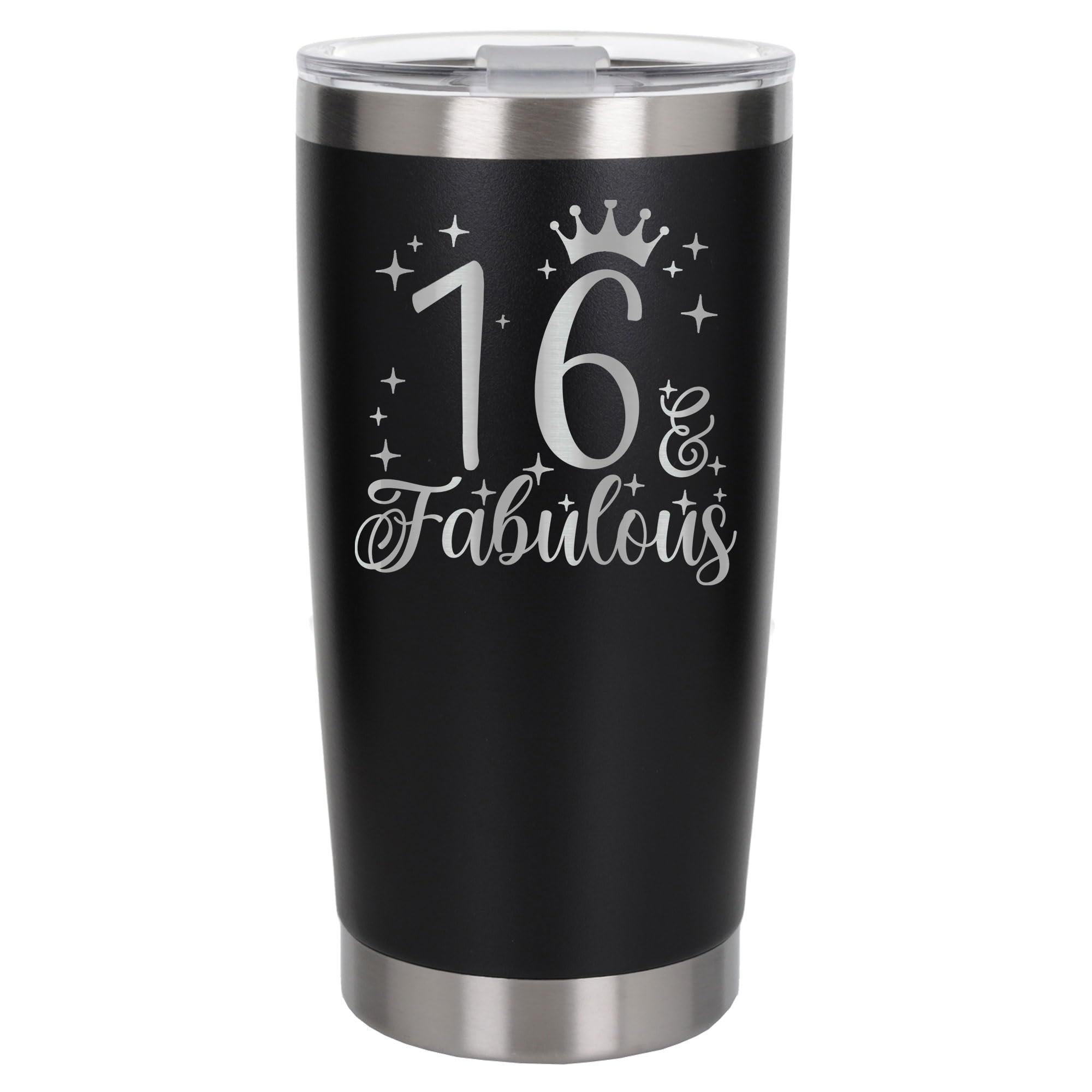 Always Looking Good 16th Birthday Gift 16 & Fabulous Engraved Insulated Travel Mug Gift for Her Present for 16 Year Old Black Thermal Coffee Flask Travel Mugs with Lids