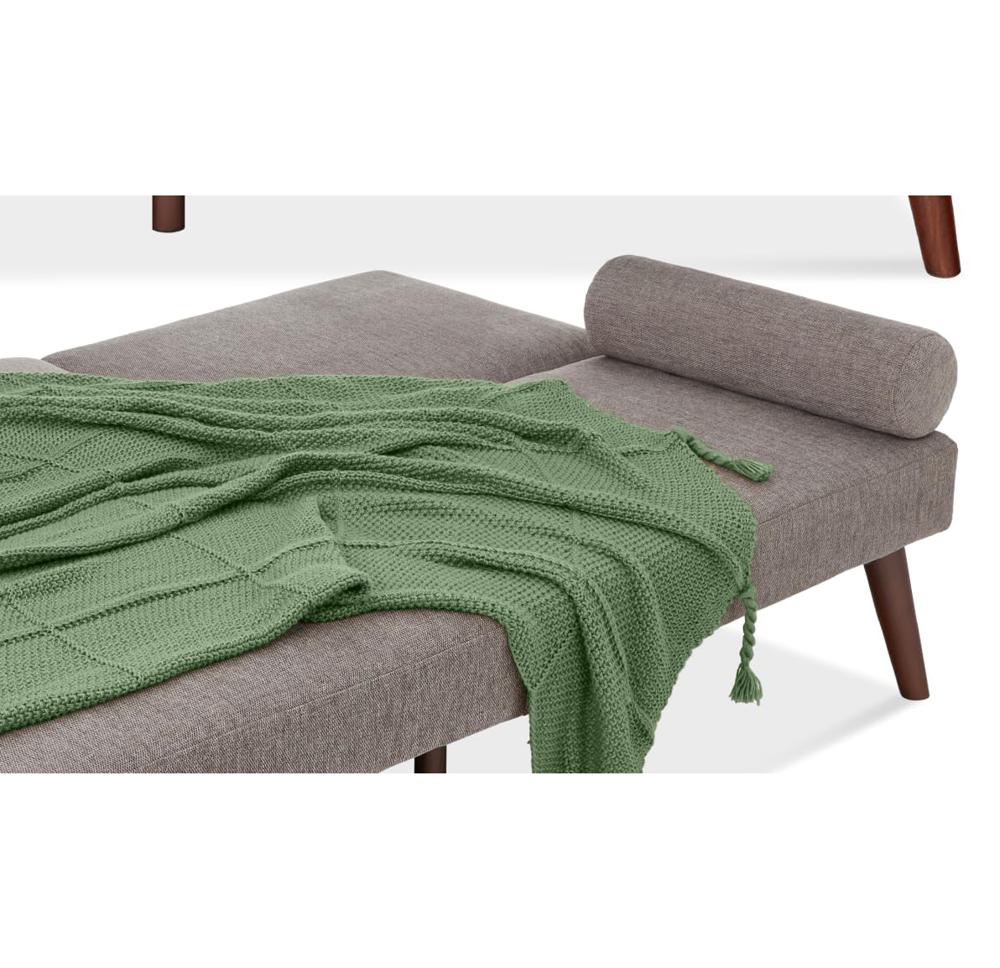 Best Choice Products Mid-Century Modern Upholstered Futon, Convertible Folding Sofa Bed, Small Couch w/Rounded Armrests, 2 Cupholders - Gray