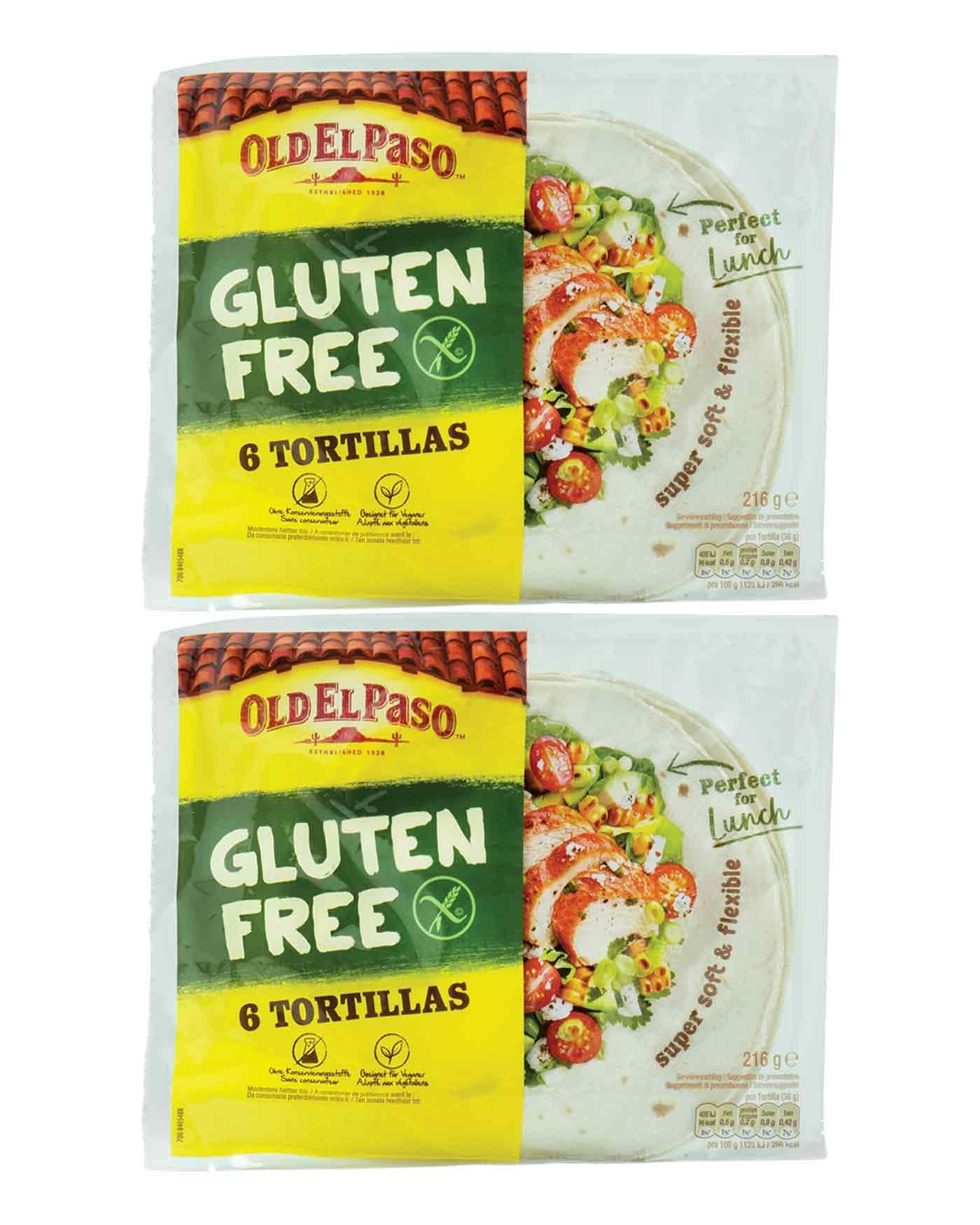 Old El Paso Tortillas – Glutenfrei – Mexikanische Wraps aus Tapioka, Quinoa und Mais – 1 x 216 g (Packung mit 2)