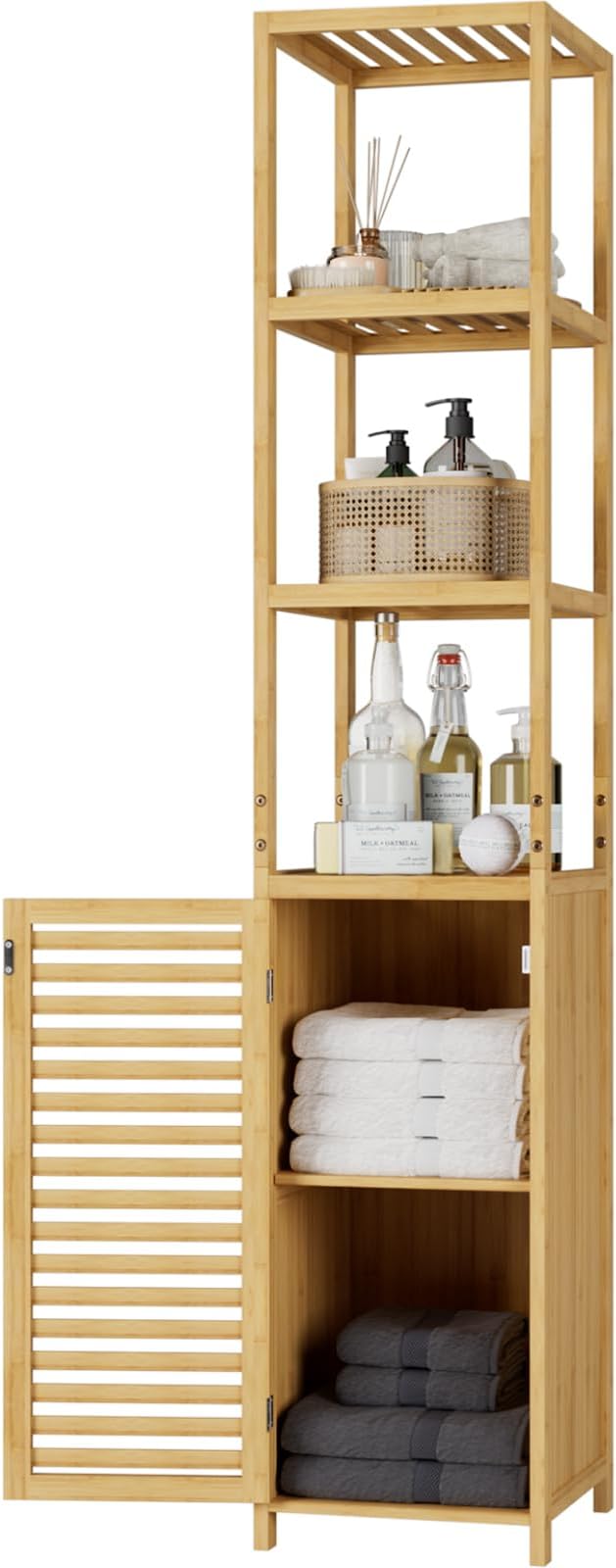 Relaxdays Badregal Bambus mit 3 Ablageflächen HxBxT 80x36,5x33 cm ...