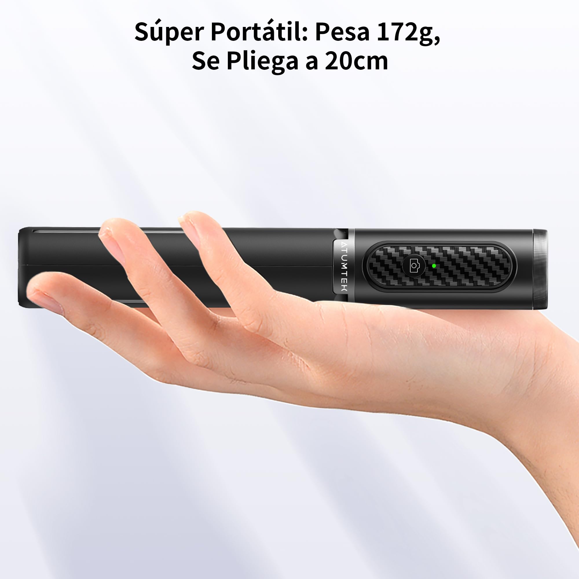 ATUMTEK Palo Selfie Trípode, Trípode Móvil 3 en 1 Extensible de Aluminio con Mando a Distancia Bluetooth Inalámbrico, Compatible con iPhone 17/16/15/14/13/12 mini/11 Pro y Smartphones Samsung, Negro