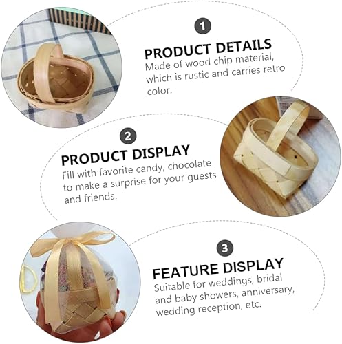 Miniatura 3 de NOLITOY Mini cesta tejida a mano, 18 unidades, cesta de mano para baby shower, canasta en miniatura, raspador de gelatina, cajas de flores de