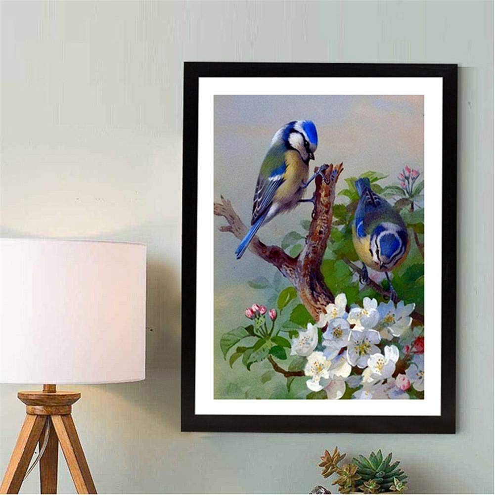 Kit Peinture Diamant 5D Paysage Oiseaux Fleurs - Toile 20x50 Cm, Diamants Carrés - Art DIY, Déco Maison, Cadeau