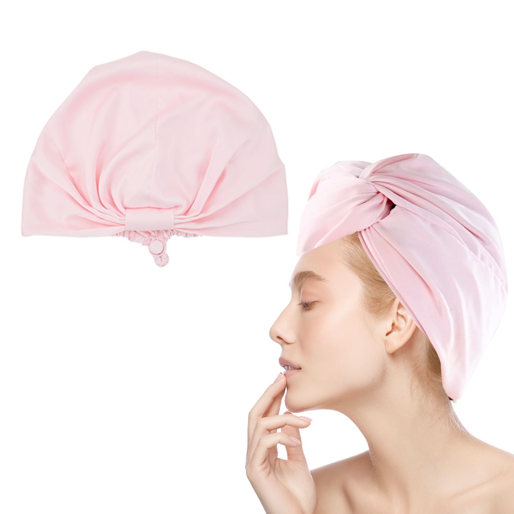 SumajucSilk Hair Bonnet Hair Wrap for Sleeping, Satin Bonnet Silk Bonnet, Imitation Night Sleep Caps for Women Hair Care Pink