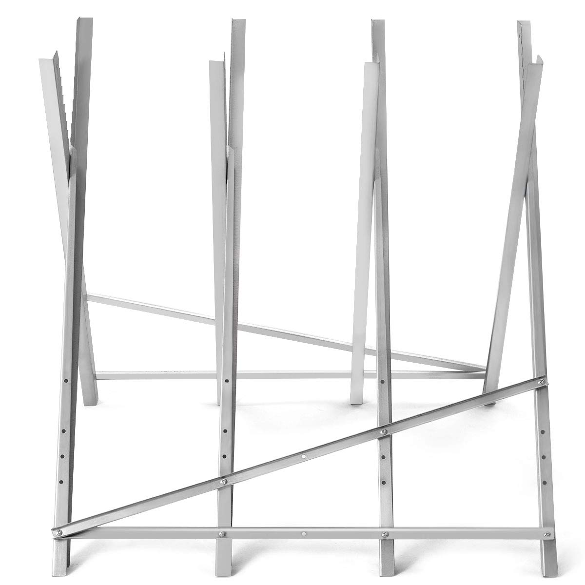 GYMAX Chevalet de Scie Pliable, Support de Coupe Tréteau de Sciage en Métal Robuste avec Dents de Scie Crantées, Chevalet de Tronçonnage Léger, Capacité de Poids 100 KG, pour Couper le Bois