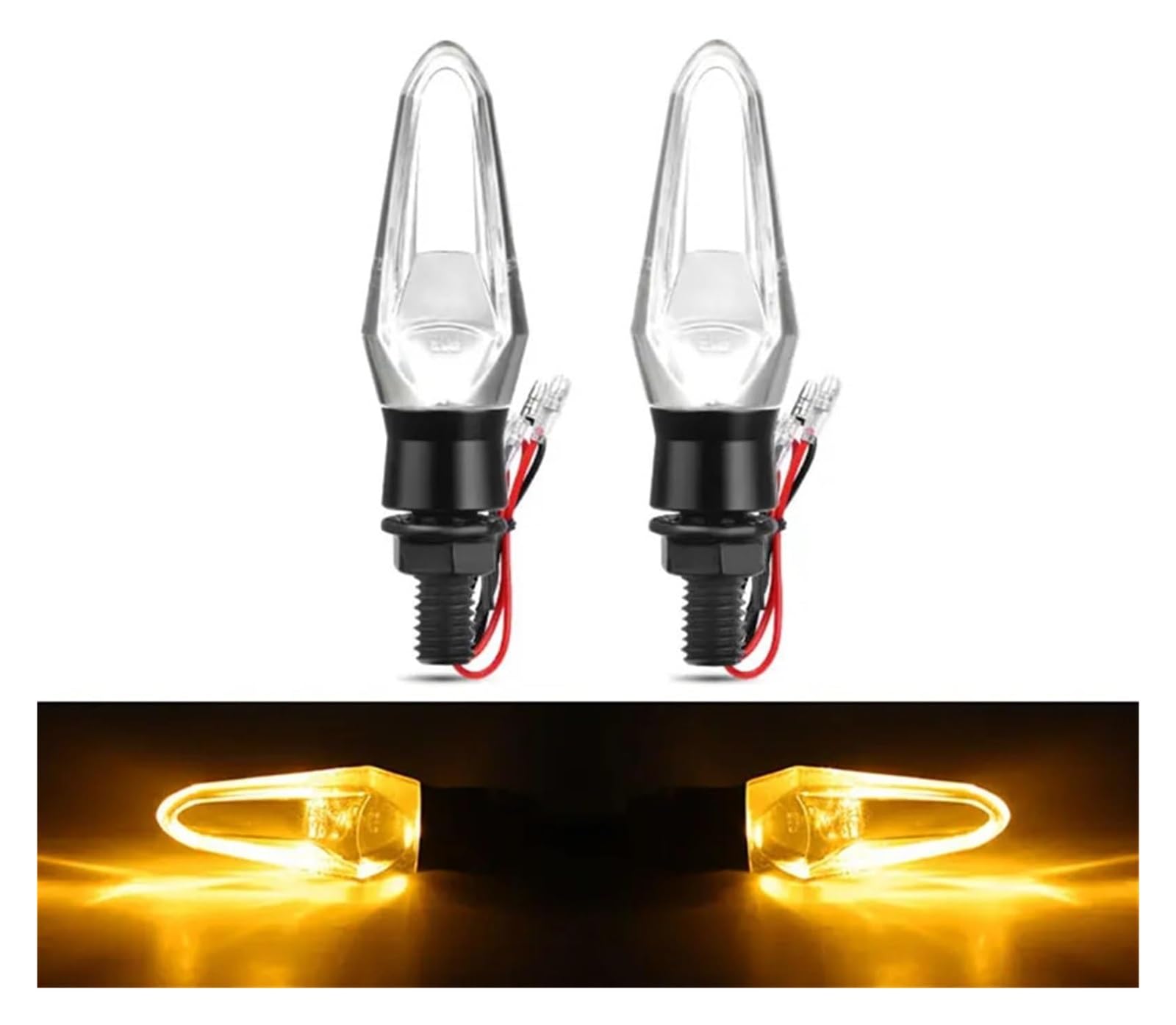 Indicatore di direzione Moto 12V Moto Fari di Direzione Lente Trasparente Lampeggianti Color Ambra(2 Pieces)