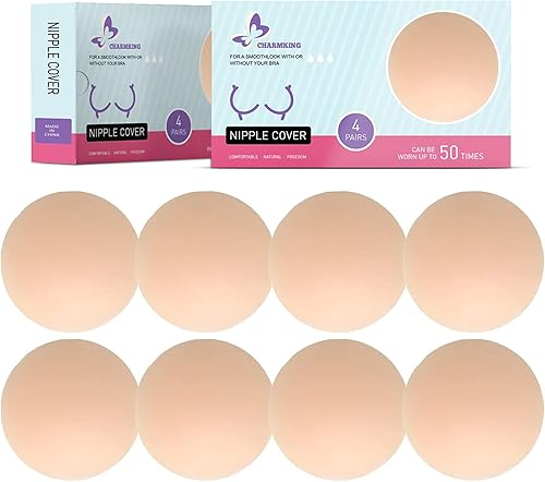 4 8 pares de cobertores de silicona para pezón, reutilizables, redondas, invisibles