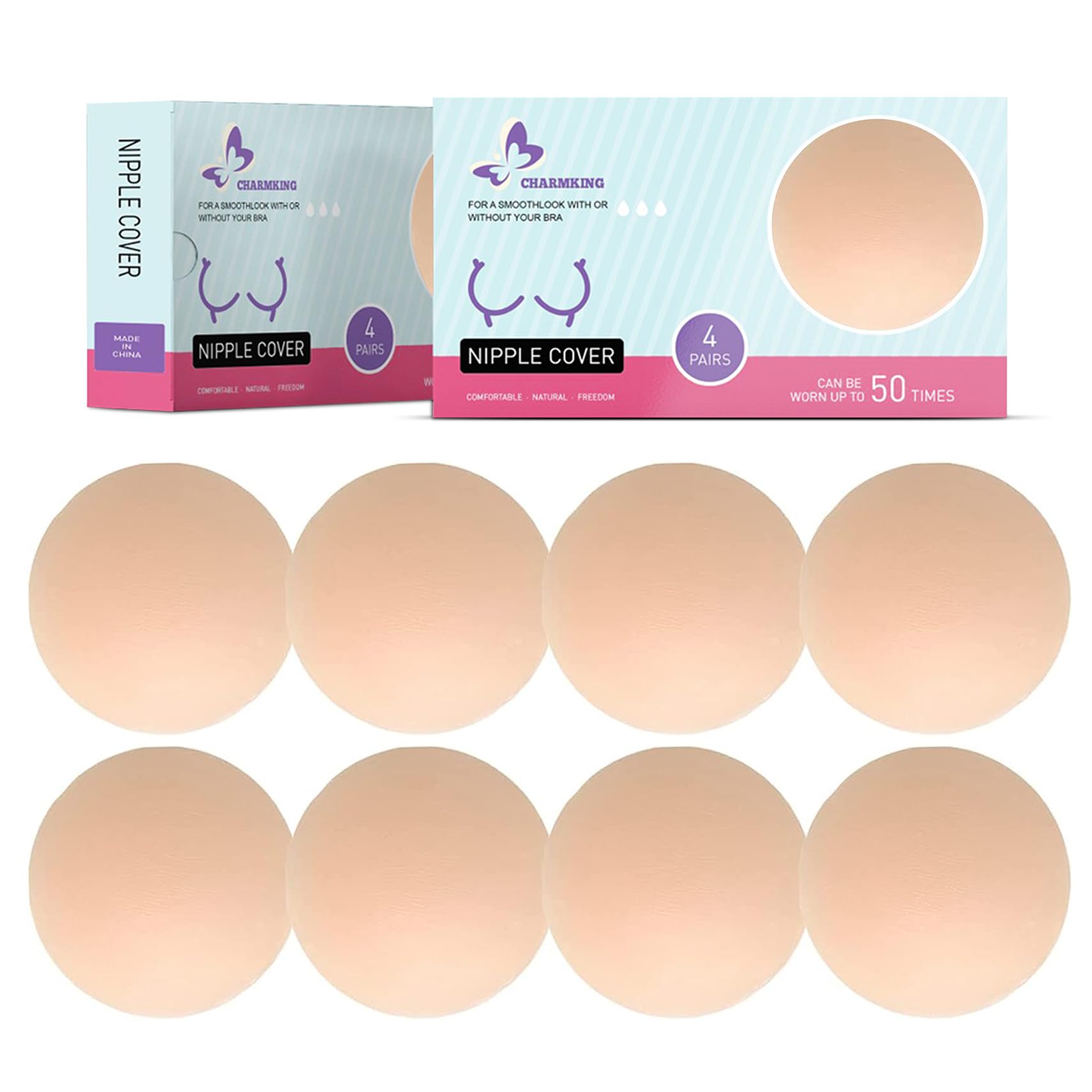 4 Pairs Pasties Womens Reusable Adhesive Nipple Covers Invisible Round Silicone Cover Concealers Breast Pads Gel Petals Pasties Bra Pad (4 Pairs Round)-image-21