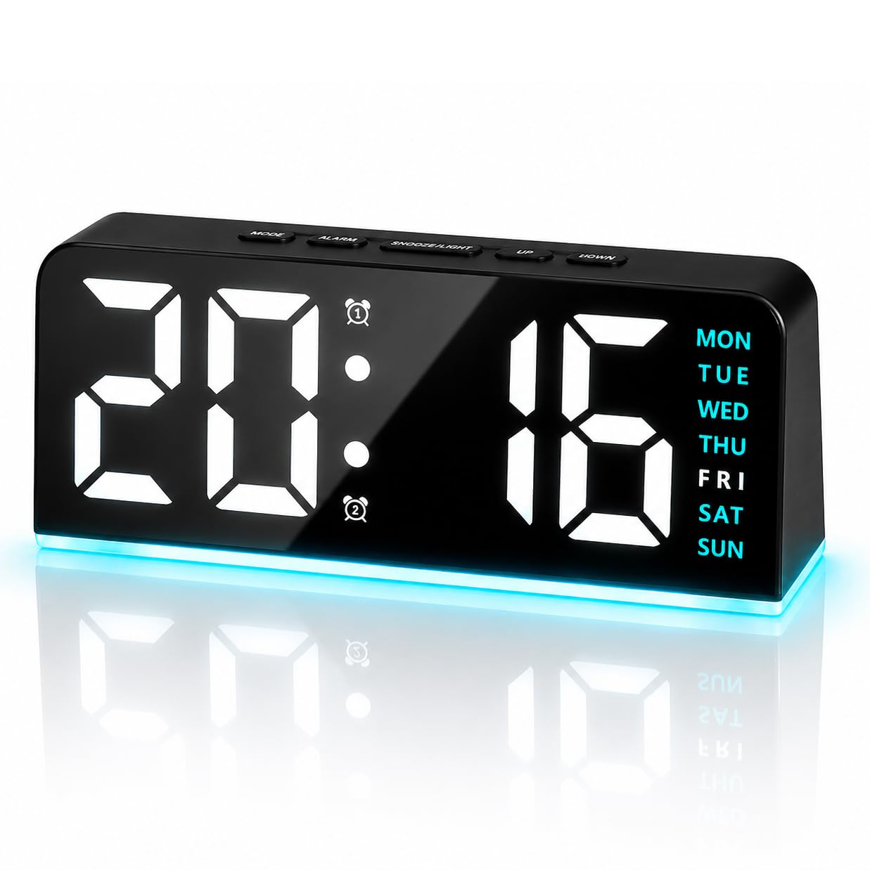 wowtravel LED Alarm Clock with Large Digital Display Design Screen Electronic Clock with Temperature Snooze Adjustable Brightness USB or Battery Powered for Bedroom