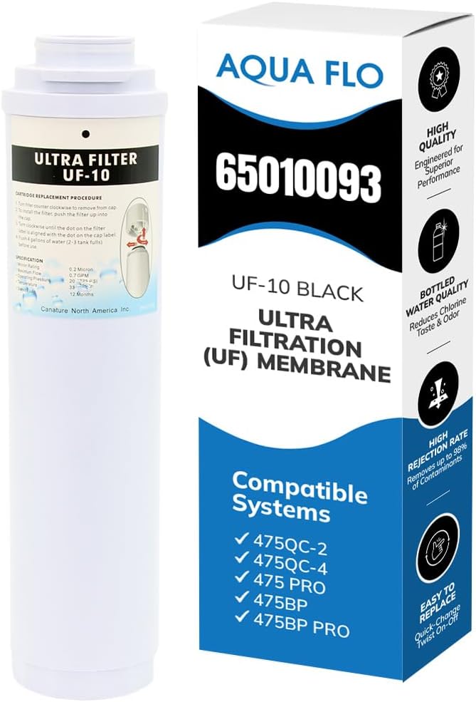 Aqua Flo SED-10 Blue Sediment Filter Cartridge, 5 Micron, Quick-Change Twist-Lock, 1 gpm Flow, 900 Gallon Capacity, Stage 1 for 475 Q-Series and 475 BP Systems, 65010086